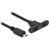 DeLOCK 85245 cavo USB 0,25 m USB 2.0 Micro-USB B Nero Nero, 0,25 m, Micro-USB B, Micro-USB B, USB 2.0, Maschio/Femmina, Nero