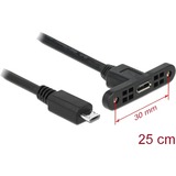 DeLOCK 85245 cavo USB 0,25 m USB 2.0 Micro-USB B Nero Nero, 0,25 m, Micro-USB B, Micro-USB B, USB 2.0, Maschio/Femmina, Nero