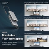 Digitus Docking station USB-C 8 porte grigio/Nero