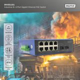 Digitus Switch Gigabit Ethernet PoE industriale 8+2 porte, Interruttore 