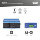 Digitus Switch Gigabit Ethernet PoE industriale 8+2 porte, Interruttore 