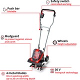 EINHELL GE-CR 30 Li - Solo Electric mini tiller 10990g, Hack rosso/Nero, Electric mini tiller, 11 kg, 30 cm, 20 cm, 73,73 dB, 93 dB