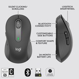 Logitech Signature M650 mouse Mano destra RF senza fili + Bluetooth Ottico 2000 DPI grafite, Mano destra, Ottico, RF senza fili + Bluetooth, 2000 DPI, Grafite