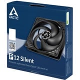 ARCTIC P12 Silent Case per computer Ventilatore 12 cm Nero Nero, Ventilatore, 12 cm, 1050 Giri/min, 0,08 son, 24,1 pdc/min, 40,95 m³/h