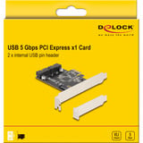 DeLOCK Scheda PCI Express x1 a 2 x connettori USB interni 5 Gbps, Scheda di interfaccia 