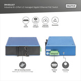 Digitus Switch Gigabit Ethernet PoE industriale gestito L2 8+2 porte, Interruttore 