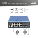Digitus Switch Gigabit Ethernet PoE industriale gestito L2 8+2 porte, Interruttore 