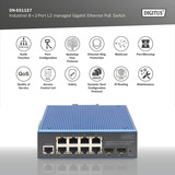 Digitus Switch Gigabit Ethernet PoE industriale gestito L2 8+2 porte, Interruttore 