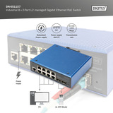 Digitus Switch Gigabit Ethernet PoE industriale gestito L2 8+2 porte, Interruttore 