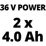 Einhell GE-CM 36/36 Li Batteria Nero, Rosso rosso/Nero, 36 cm, 2,5 cm, 7,5 cm, 400 m², 4 ruota(e), Senza spazzola