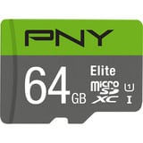 PNY Elite microSD 64 GB, Scheda di memoria grigio/Verde
