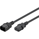 goobay 95125 cavo di alimentazione Nero 1 m IEC C14 IEC C13, Cavo di prolunga Nero, 1 m, IEC C14, IEC C13, H05VV-F3G, 250 V