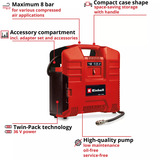 EINHELL TE-AC 36/8 Li OF Set - Solo, 4020440 rosso