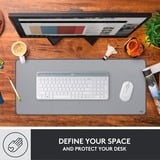 Logitech Desk Mat Studio Series Grigio, Tappetino per mouse grigio, Grigio, Monocromatico, Nylon, Poliestere, Gomma, Barra appoggiaferro antiscivolo