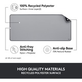 Logitech Desk Mat Studio Series Grigio, Tappetino per mouse grigio, Grigio, Monocromatico, Nylon, Poliestere, Gomma, Barra appoggiaferro antiscivolo