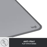 Logitech Desk Mat Studio Series Grigio, Tappetino per mouse grigio, Grigio, Monocromatico, Nylon, Poliestere, Gomma, Barra appoggiaferro antiscivolo