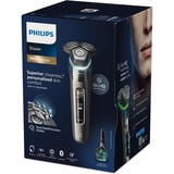 Philips SHAVER Series 9000 S9974/55 Rasoio elettrico Wet & Dry con SkinIQ Grigio quarzo, Rotazione, Cromo, Dual SteelPrecision blades, GroomTribe, SH91, 2 anno/i
