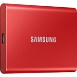 SAMSUNG Portable SSD T7 1000 GB Rosso, Disco a stato solido rosso, 1000 GB, USB tipo-C, 3.2 Gen 2 (3.1 Gen 2), 1050 MB/s, Protezione della password, Rosso