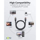 goobay Plus Cavo DisplayPort 2.0/2.1, 16K @ 60Hz, 80 Gbit/s grigio