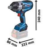 Bosch GDS 18V-1050 H Professional 1750 Giri/min Nero, Blu, Avvitatore blu/Nero, Cacciavite a percussione, Impugnatura a pistola, 3/4", Nero, Blu, Gancio per appendere, 1750 Giri/min