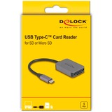 DeLOCK Lettore di schede USB Type-C per schede di memoria SD o Micro SD grigio