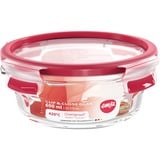 Emsa CLIP & CLOSE N10403 Rotondo Scatola 0,6 L Trasparente 1 pz, Casella trasparente/Rosso, Scatola, Rotondo, 0,6 L, Trasparente, Vetro, 420 °C