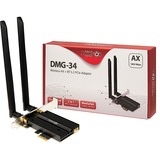 Inter-Tech DMG-34 Interno WLAN / Bluetooth 1800 Mbit/s Interno, Wireless, PCI Express, WLAN / Bluetooth, 1800 Mbit/s, Nero, Argento
