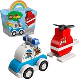 LEGO DUPLO Elicottero antincendio e Auto della polizia, Giochi di costruzione Set da costruzione, 1,5 anno/i, Plastica, 14 pz, 220 g