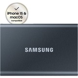 SAMSUNG Portable SSD T7 1000 GB Grigio, Disco a stato solido grigio, 1000 GB, USB tipo-C, 3.2 Gen 2 (3.1 Gen 2), 1050 MB/s, Protezione della password, Grigio