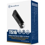 SilverStone TS16 Box esterno SSD Nero M.2 Nero, Box esterno SSD, M.2, Serial ATA III, 10 Gbit/s, Collegamento del dispositivo USB, Nero