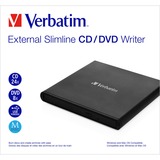 Verbatim Masterizzatore CD/DVD esterno Slimline, masterizzatore DVD esterno Nero, Nero, Vassoio, Orizzontale, Computer portatile, DVD±RW, USB 2.0