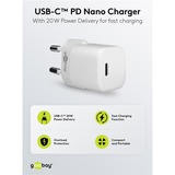 goobay Caricatore rapido USB-C Nano, PD, GaN, 20 Watt, Caricabatterie bianco