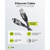 goobay Cavo Ethernet USB-C 3.2 Gen2 connettore > connettore RJ-45, Scheda di rete Nero/Argento