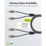 goobay Cavo stereo Cinch Plus Nero/Argento