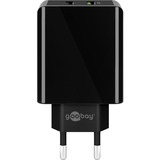 goobay caricatore rapido USB doppio USB/QC3.0 28W, Caricabatterie Nero