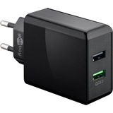 goobay caricatore rapido USB doppio USB/QC3.0 28W, Caricabatterie Nero