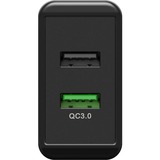 goobay caricatore rapido USB doppio USB/QC3.0 28W, Caricabatterie Nero
