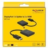 DeLOCK 87769 ripartitore video DisplayPort 2x HDMI, Splitter HDMI Nero, DisplayPort, 2x HDMI, 3840 x 2160 Pixel, Nero, Plastica, 1.4/2.2