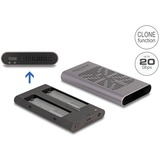 DeLOCK Custodia USB esterna 20 Gbps per 2 x M.2 NVMe PCIe SSD, Disk enclosure grigio