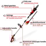 EINHELL Utensile Multifunzionale tagliasiepi a batteria Einhell  GE-HC 18 Li T, Potatore rosso, Tagliasiepi a batteria, Litio, Doppia lama, 40 cm, 1,6 cm, Batteria e caricabatteria non inclusi