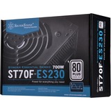 SilverStone ST70F-ES230 alimentatore per computer 700 W 20+4 pin ATX ATX Nero Nero, 700 W, 180 - 264 V, 47 - 63 Hz, 5 A, Attivo, 130 W