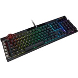 Corsair K100 RGB Optical-Mechanical Gaming tastiera USB QWERTZ Tedesco Nero, Tastiera da gioco Nero, Full-size (100%), USB, Interruttore a chiave opto-meccanico, QWERTZ, LED RGB, Nero