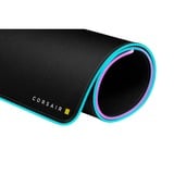 Corsair MM700 RGB Tappetino per mouse per gioco da computer Nero Nero, Nero, Monocromatico, Gomma, Alimentazione USB, Barra appoggiaferro antiscivolo, Tappetino per mouse per gioco da computer