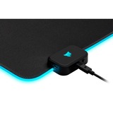 Corsair MM700 RGB Tappetino per mouse per gioco da computer Nero Nero, Nero, Monocromatico, Gomma, Alimentazione USB, Barra appoggiaferro antiscivolo, Tappetino per mouse per gioco da computer