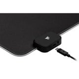Corsair MM700 RGB Tappetino per mouse per gioco da computer Nero Nero, Nero, Monocromatico, Gomma, Alimentazione USB, Barra appoggiaferro antiscivolo, Tappetino per mouse per gioco da computer