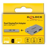 DeLOCK 64001 cavo e adattatore video 2 x USB Type-C 2 x DisplayPort Grigio grigio, 2 x USB Type-C, 2 x DisplayPort, Maschio, Femmina, Dritto, Dritto