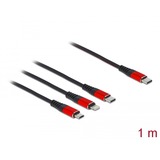 DeLOCK 86711 cavo USB 1 m USB 2.0 USB C USB C/Micro-USB B/Lightning Nero, Rosso Nero/Rosso, 1 m, USB C, USB C/Micro-USB B/Lightning, USB 2.0, Nero, Rosso