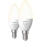 Philips Hue Candela - lampadina connessa E14 - (confezione da 2), Lampada a LED Philips Hue White Candela - lampadina connessa E14 - (confezione da 2), Lampadina intelligente, Bluetooth, Bianco, LED integrato, E14, Candela