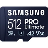 Samsung PRO Ultimate microSD Memory Card 512GB, Scheda di memoria blu scuro, 512 GB, MicroSDXC, UHS-I, 200 MB/s, 130 MB/s, Class 3 (U3)