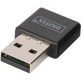 Digitus Adattatore Tiny Wireless 300N USB 2.0 Nero, Con cavo e senza cavo, USB, WLAN, Wi-Fi 4 (802.11n), 300 Mbit/s, Nero